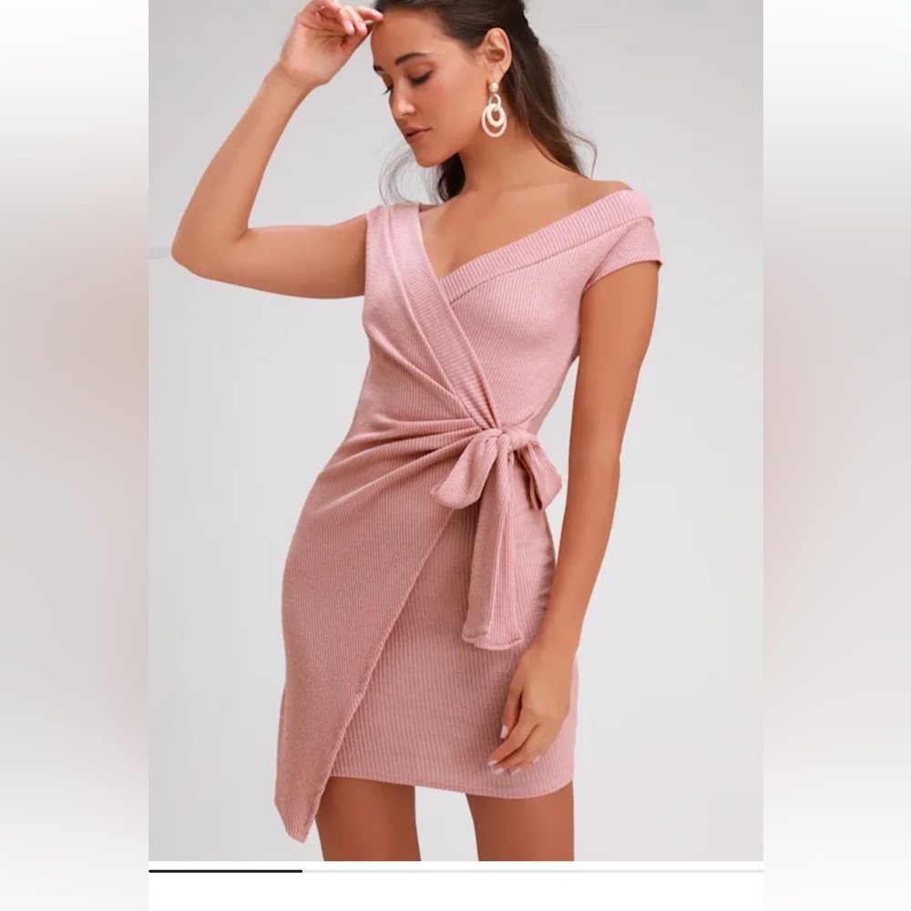 Ribbed knit wrap dress
